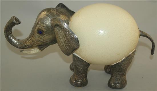 Gabriella Binazzi, Italian. An ostrich egg model elephant, 13in.